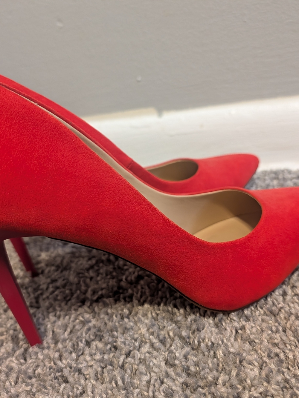 New Look Vibrant Red Suede Pointed Stiletto Heels